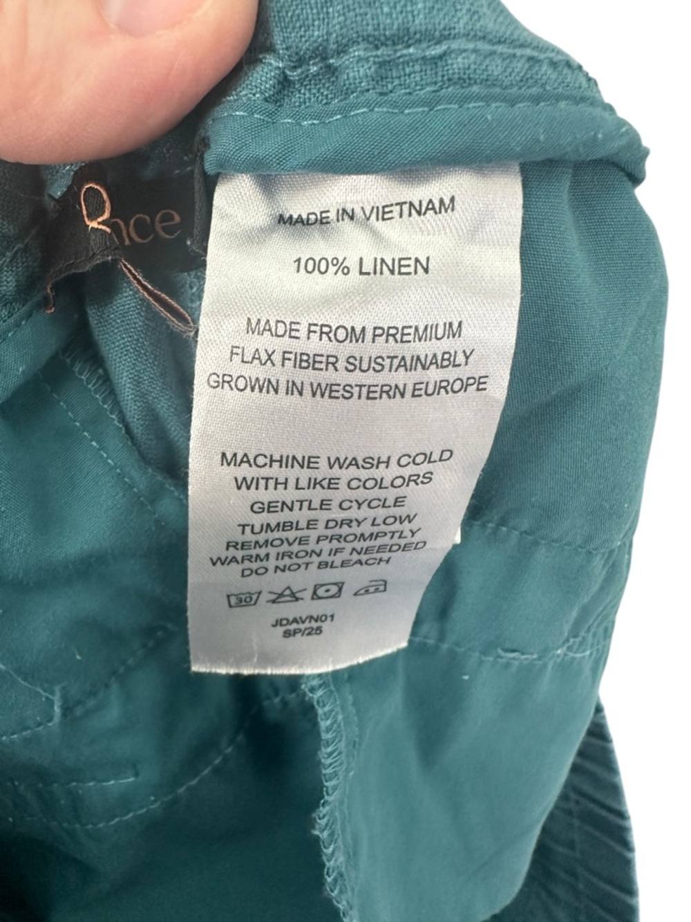 Quince 100% European Linen Wide Leg Pant Mineral Blue Teal XL Drawstring Coastal - Picture 10 of 12